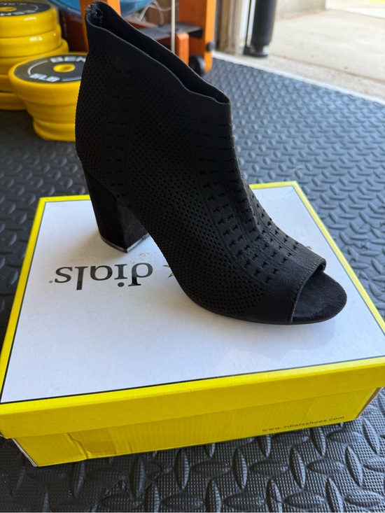 Seven Dials Shoes - Seven Dials Black Peep-Toe Knit Block Heel Bootie